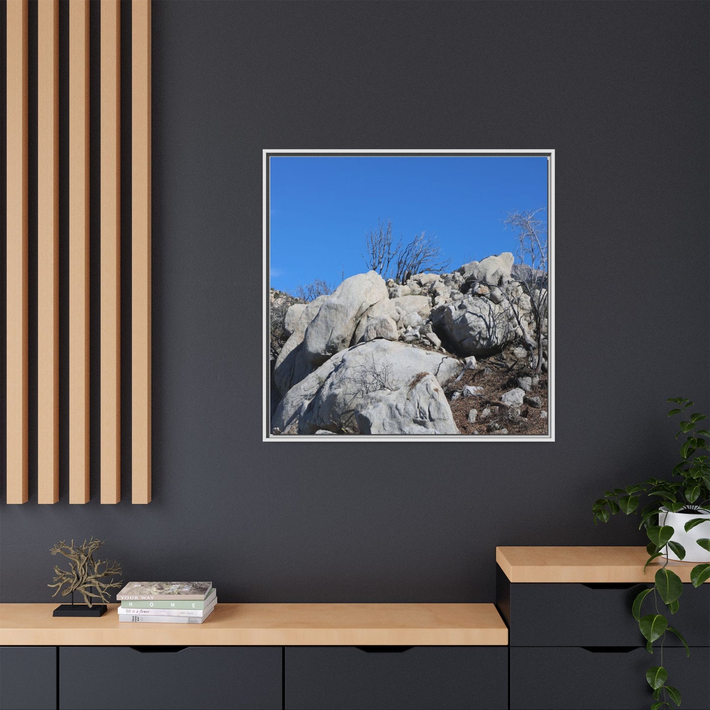Barren Landscape with Boulder Formations - Unique Stretched Canvas Wall Art - Art By Earth