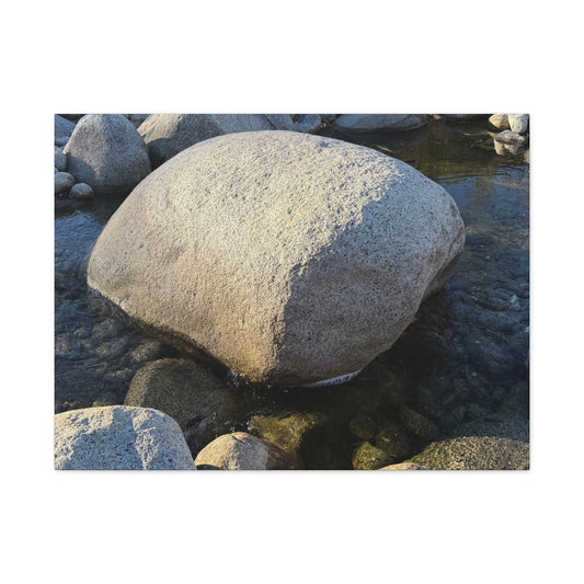 Boulder in Stream - Unique Frameless Canvas Wall Art - Art By Earth