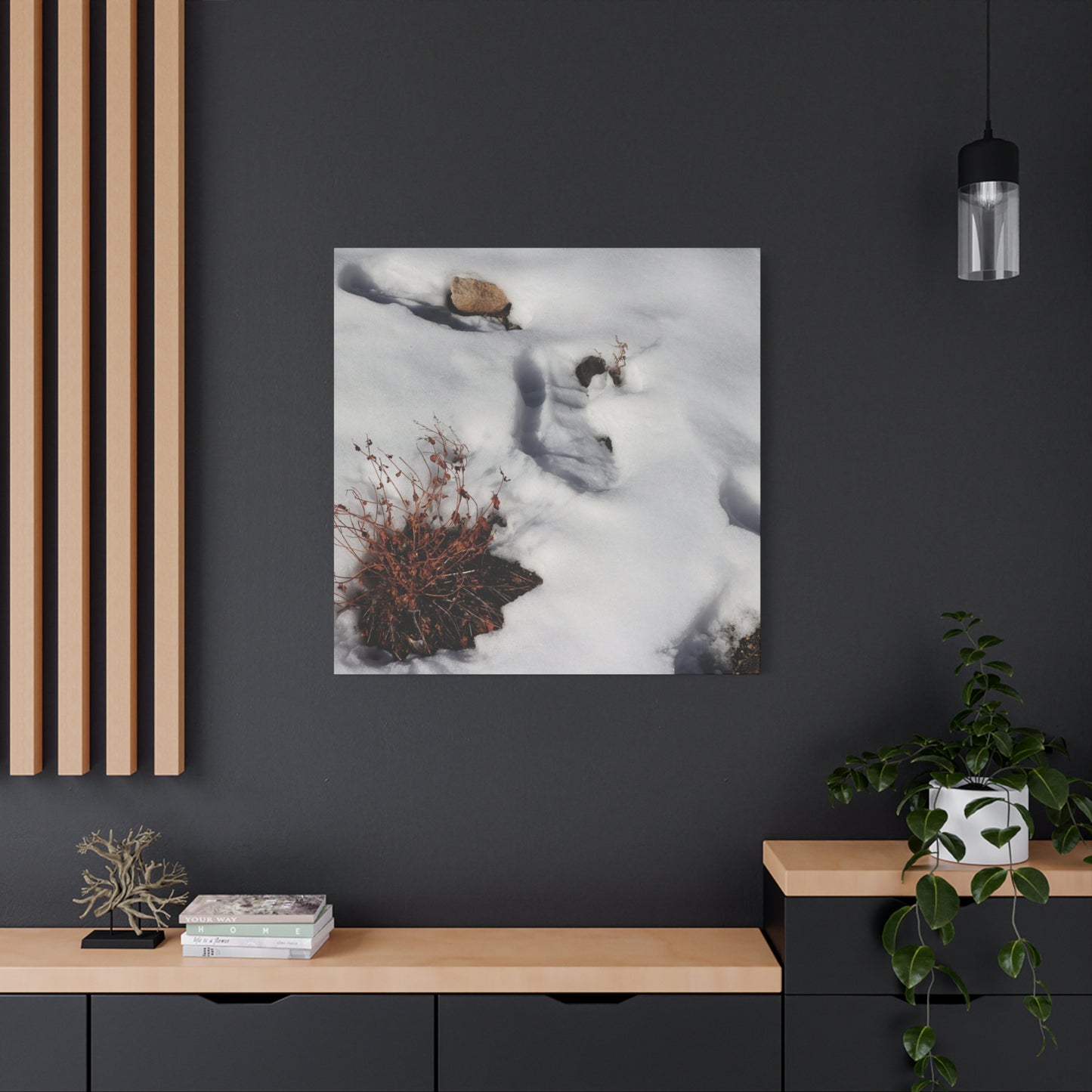 Snow's Tender Embrace - Unique Frameless Canvas Wall Art