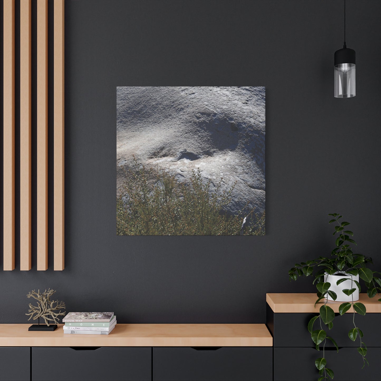 Stone Face in Nature - Unique Frameless Canvas Wall Art