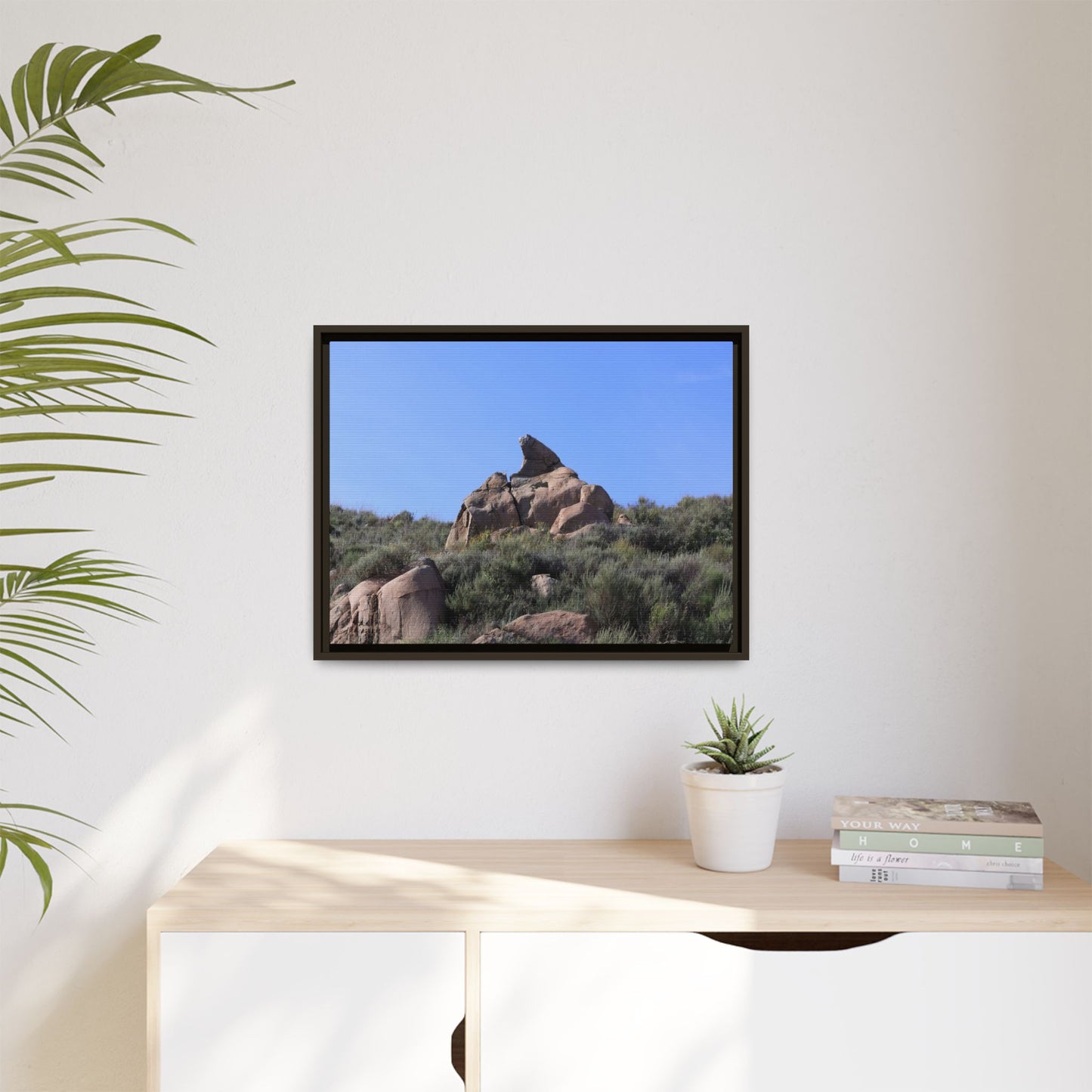 Sagebrush Landscape with Boulder Outcrop - Unique Stretched Canvas Wall Art - Art By Earth
