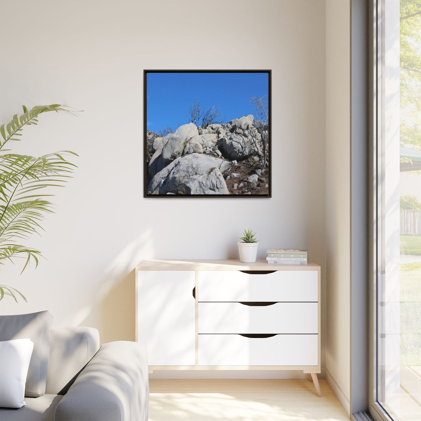 Barren Landscape with Boulder Formations - Unique Stretched Canvas Wall Art - Art By Earth