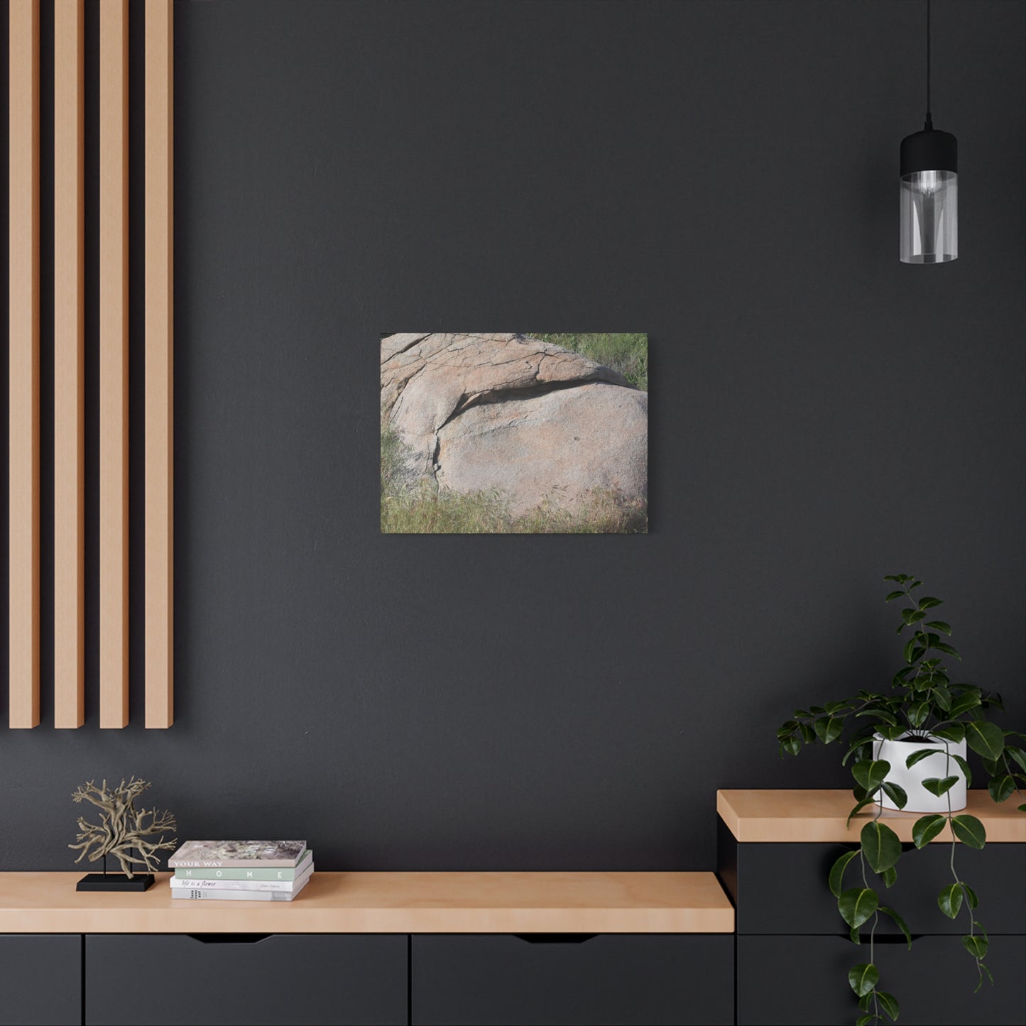 Granite Boulder in Desert Scrub - Unique Frameless Canvas Wall Art - Art By Earth