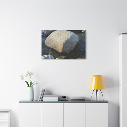 Boulder in Stream - Unique Frameless Canvas Wall Art - Art By Earth