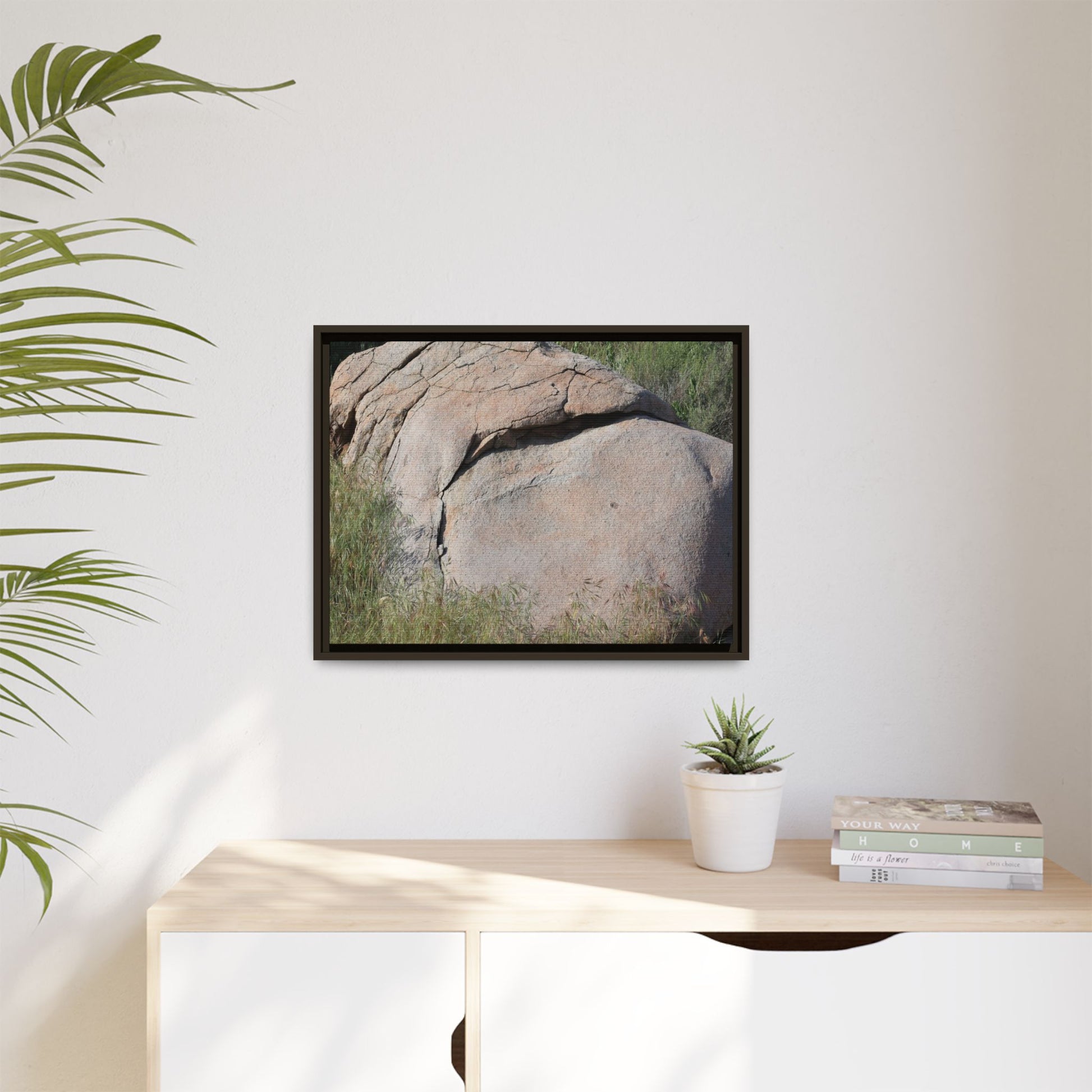 Stone Head Emerging from Earth - Unique Stretched Canvas Wall Art - Art By Earth