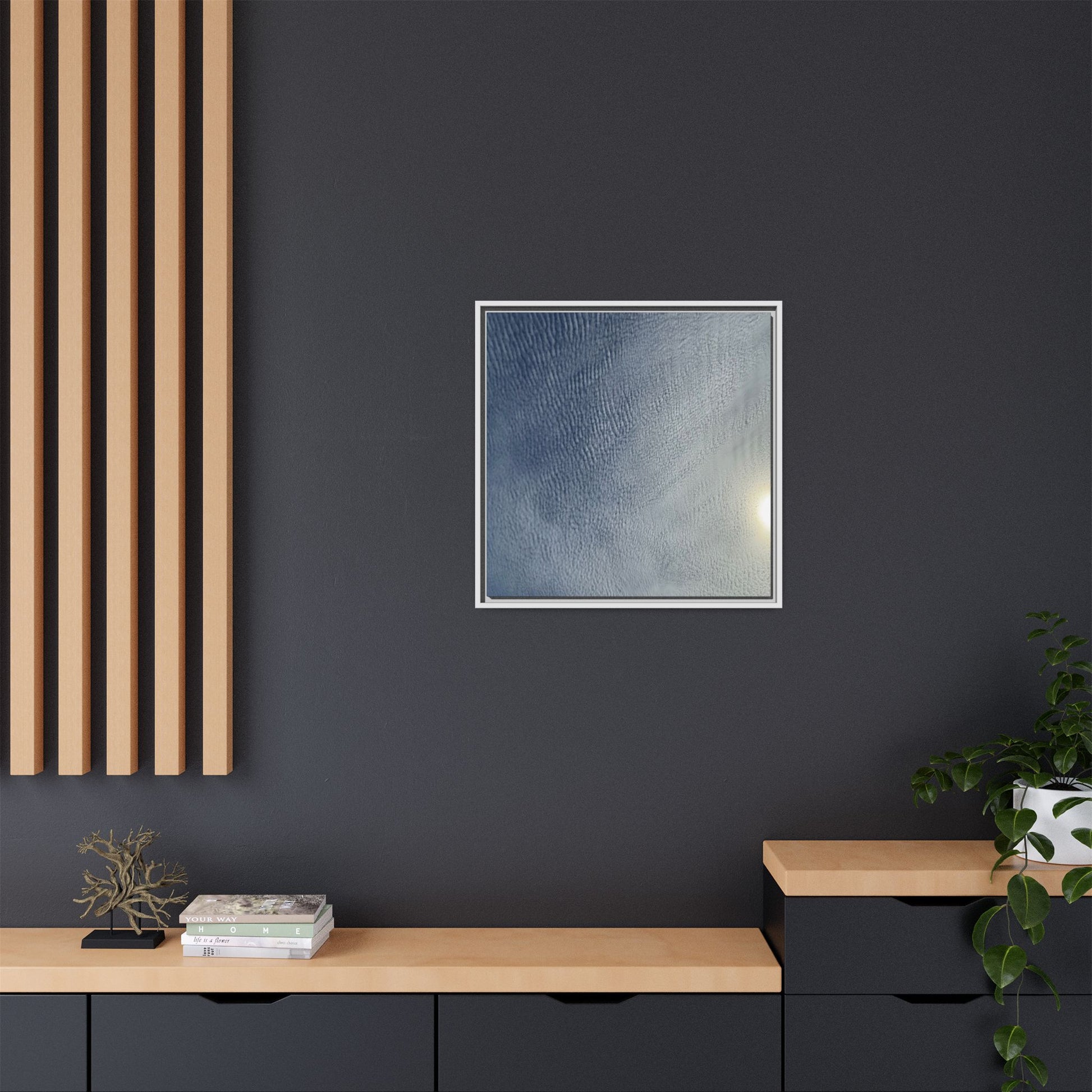 Undulating Whispers of Cerulean Stillness - Unique Stretched Canvas Wall Art - Art By Earth