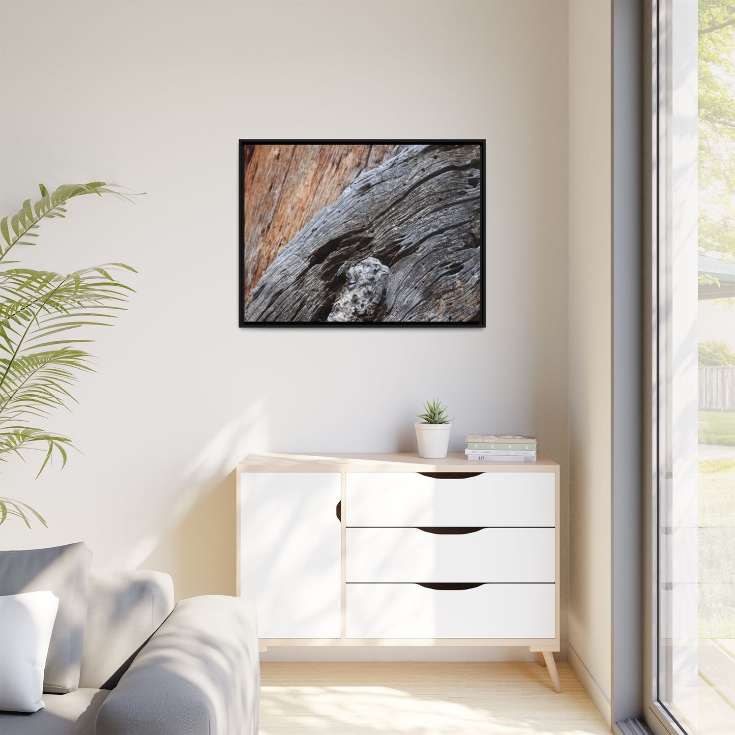Time's Mark on Timber - Unique Stretched Canvas Wall Art - Art By Earth