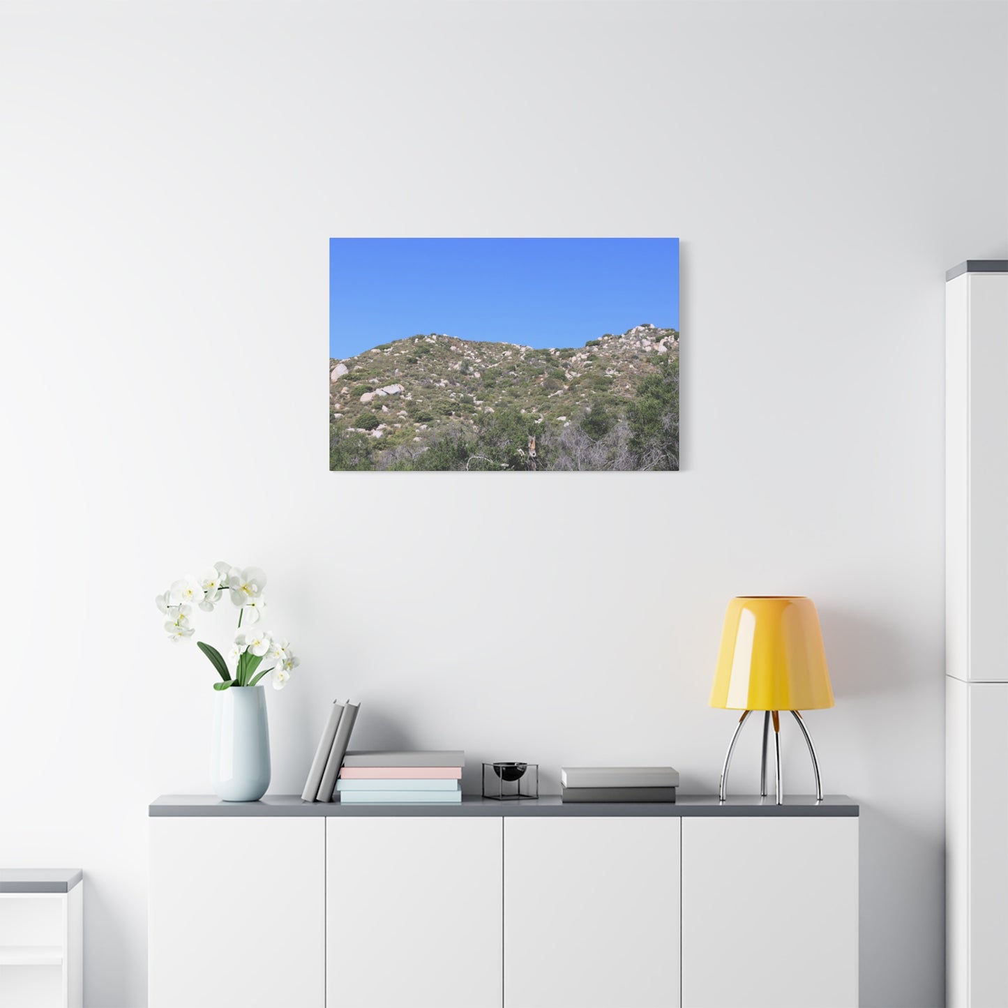 Rocky Hills with Desert Vegetation - Unique Frameless Canvas Wall Art