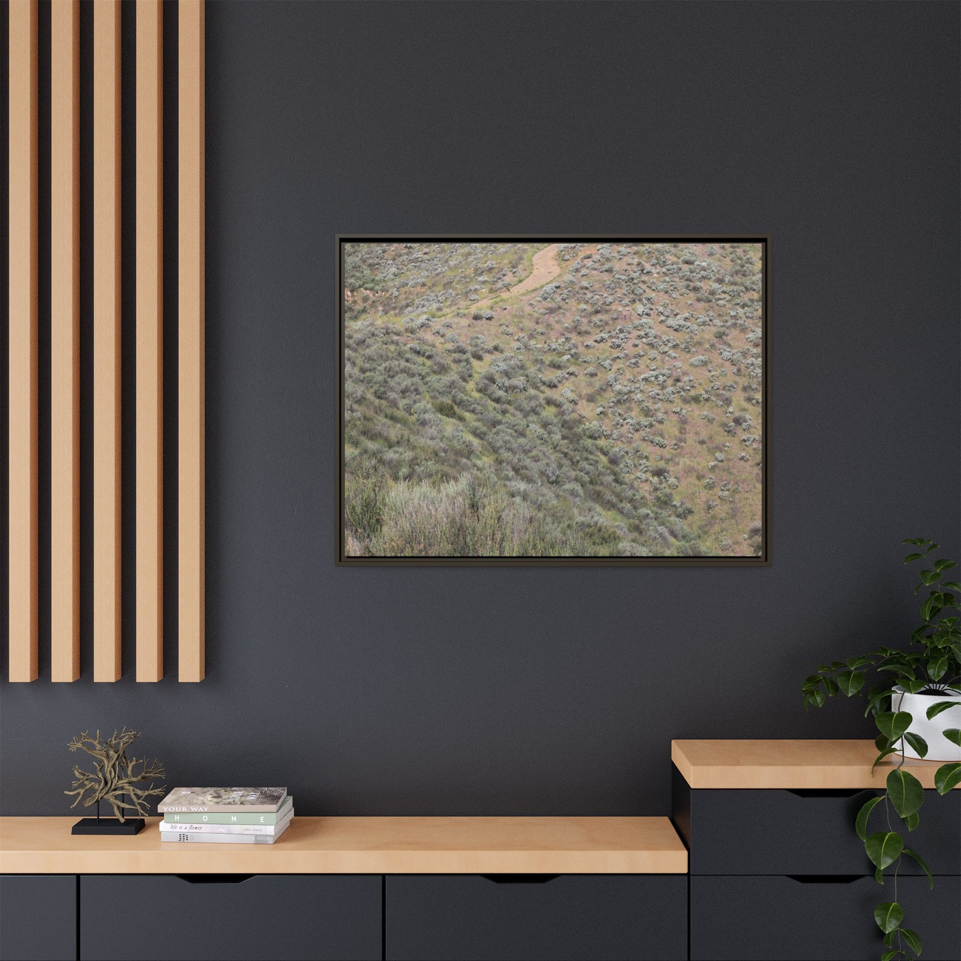 Arid Landscape with Winding Path - Unique Stretched Canvas Wall Art - Art By Earth