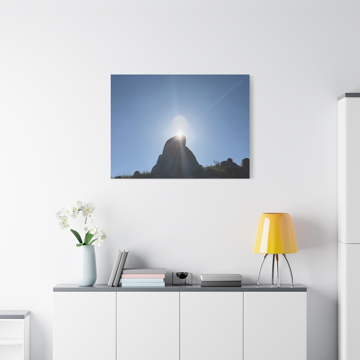 Sunburst Over Stone - Unique Frameless Canvas Wall Art - Art By Earth
