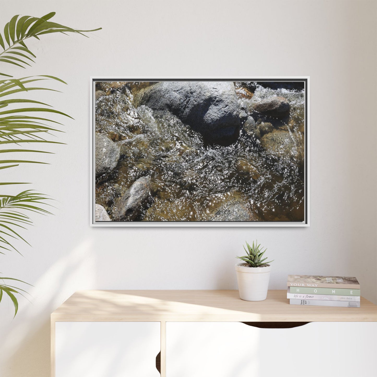Water's Dance Over Stone - Unique Stretched Canvas Wall Art - Art By Earth