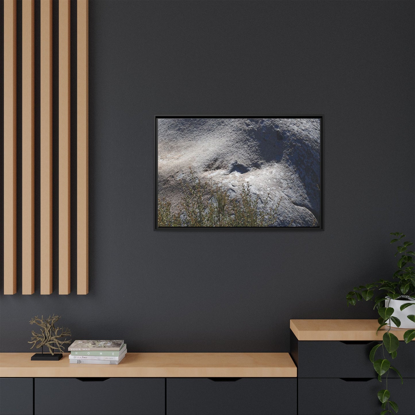 Weathered Boulder with Character - Unique Stretched Canvas Wall Art