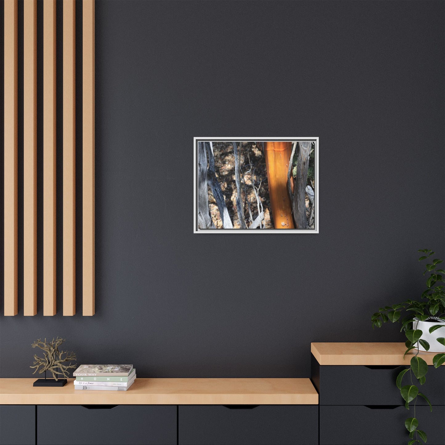 Burnt Trees and Golden Trunk - Unique Stretched Canvas Wall Art