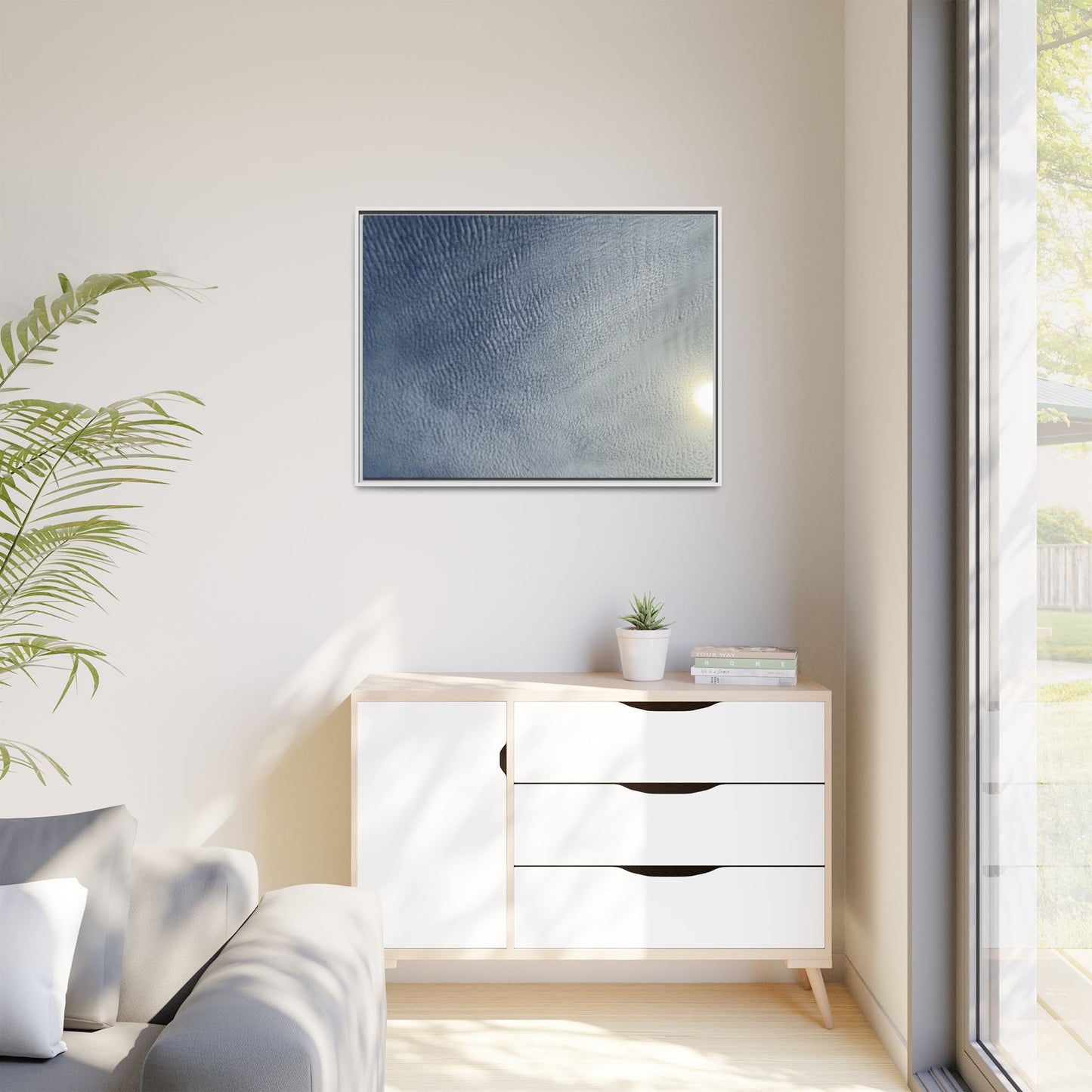 Undulating Whispers of Cerulean Stillness - Unique Stretched Canvas Wall Art - Art By Earth