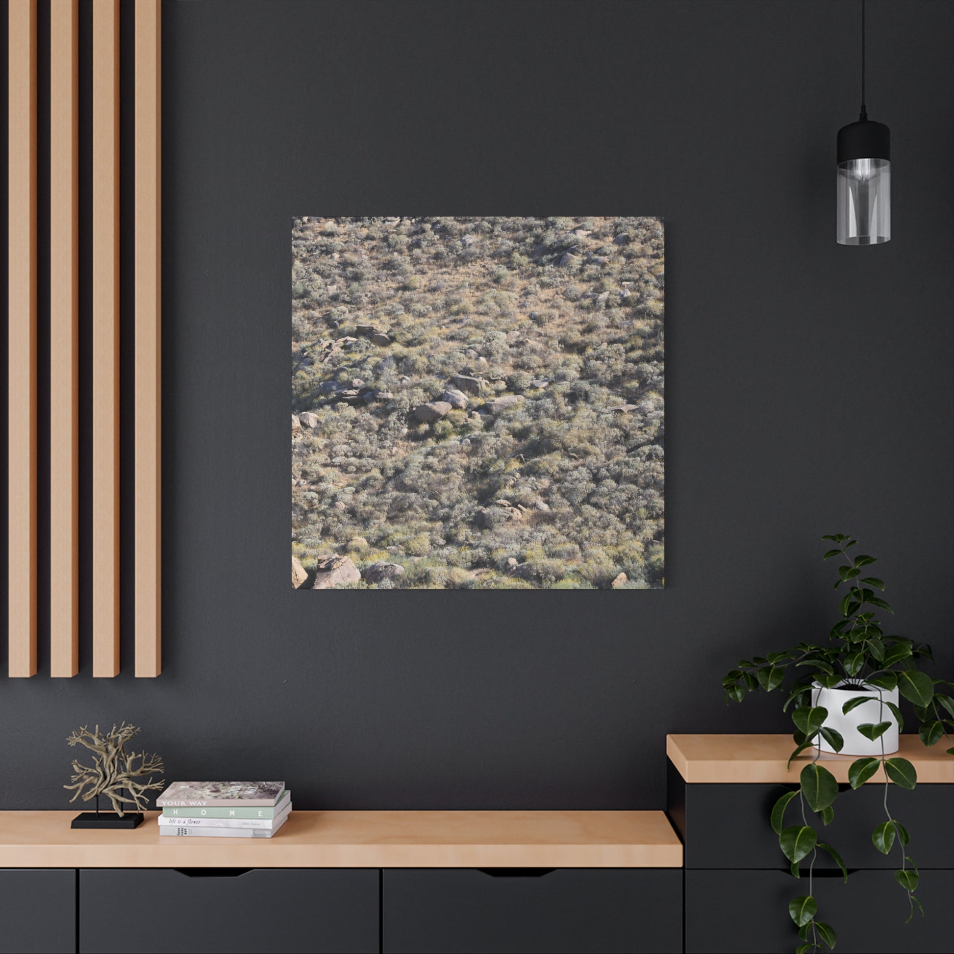 Desert Landscape with Scattered Rocks and Sage - Unique Frameless Canvas Wall Art - Art By Earth