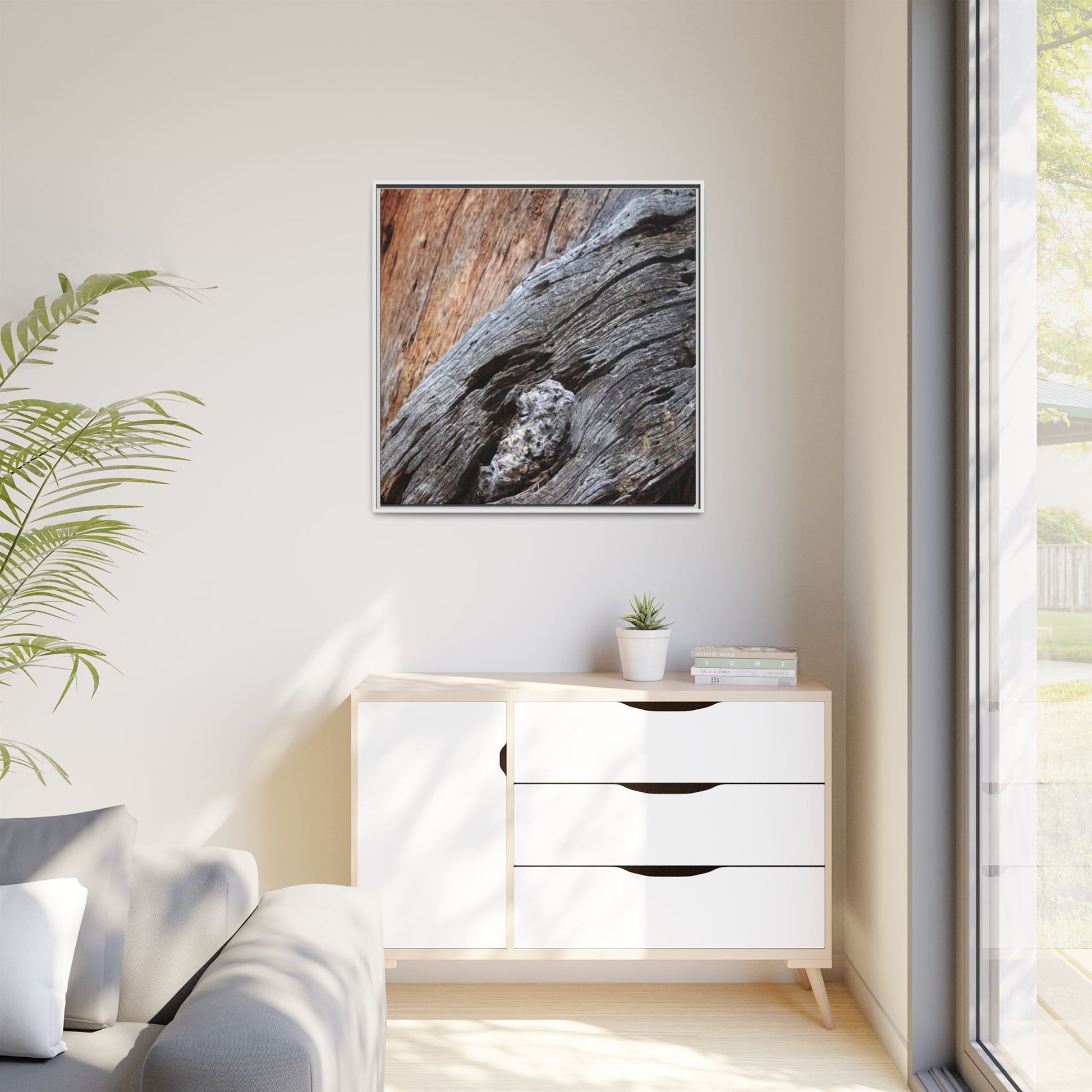 Time's Mark on Timber - Unique Stretched Canvas Wall Art - Art By Earth