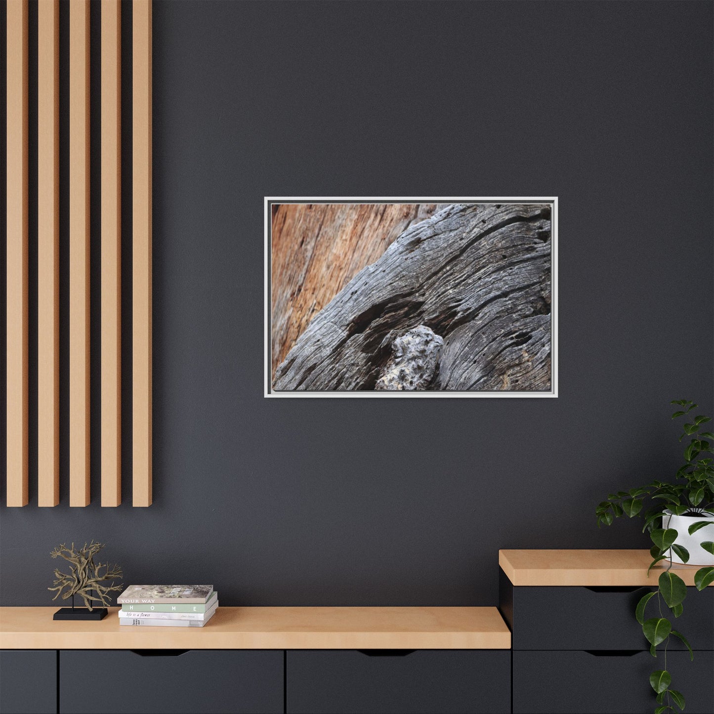 Time's Mark on Timber - Unique Stretched Canvas Wall Art - Art By Earth