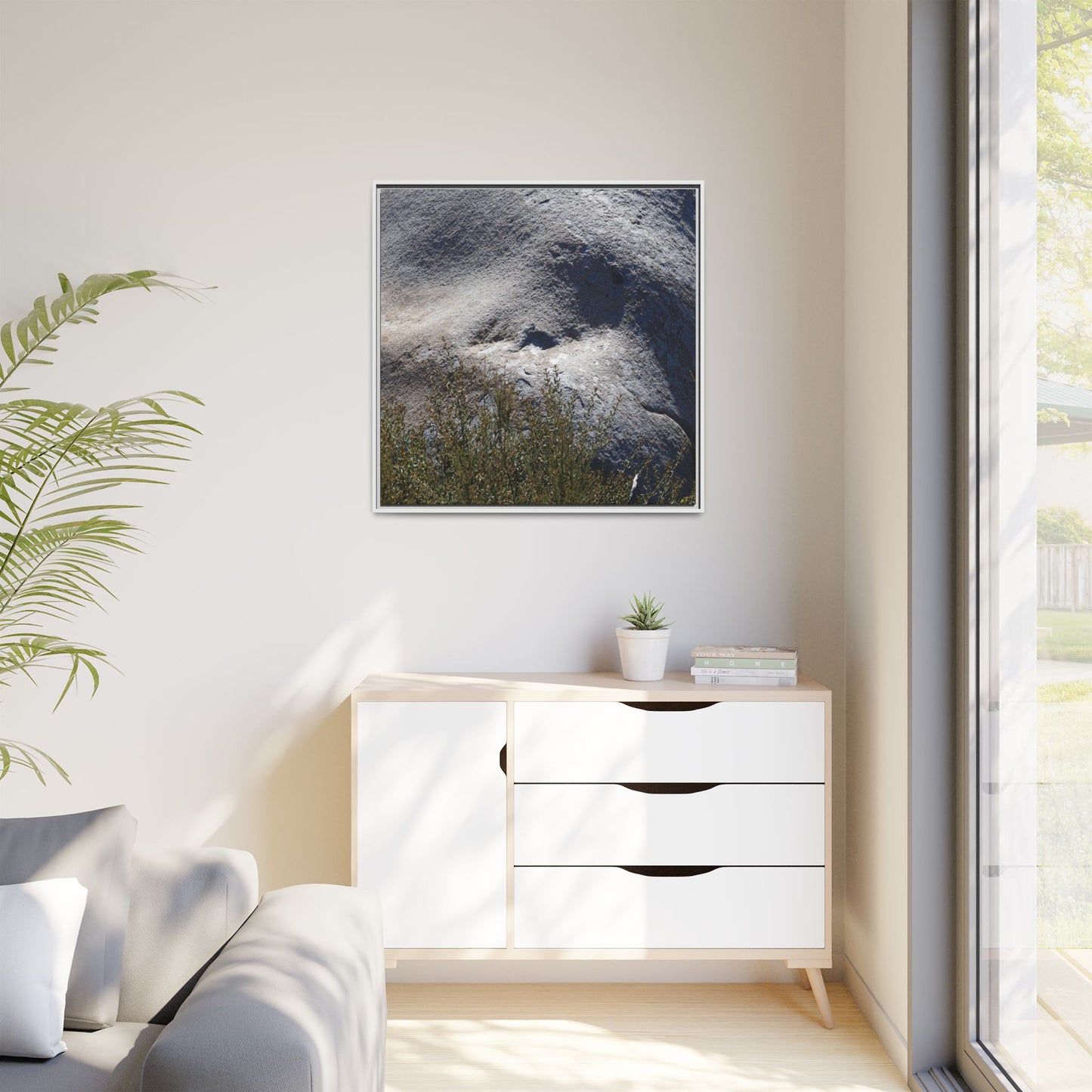 Weathered Boulder with Character - Unique Stretched Canvas Wall Art