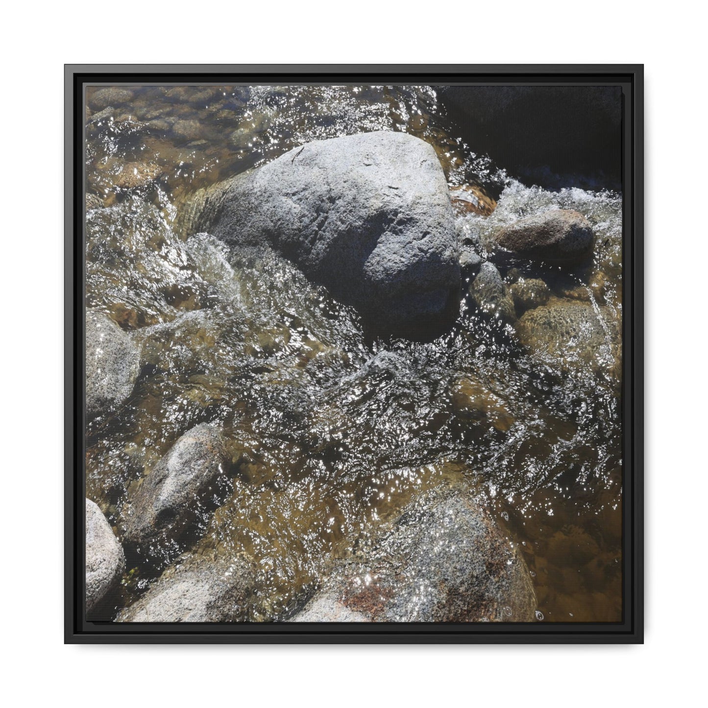 Water's Dance Over Stone - Unique Stretched Canvas Wall Art - Art By Earth