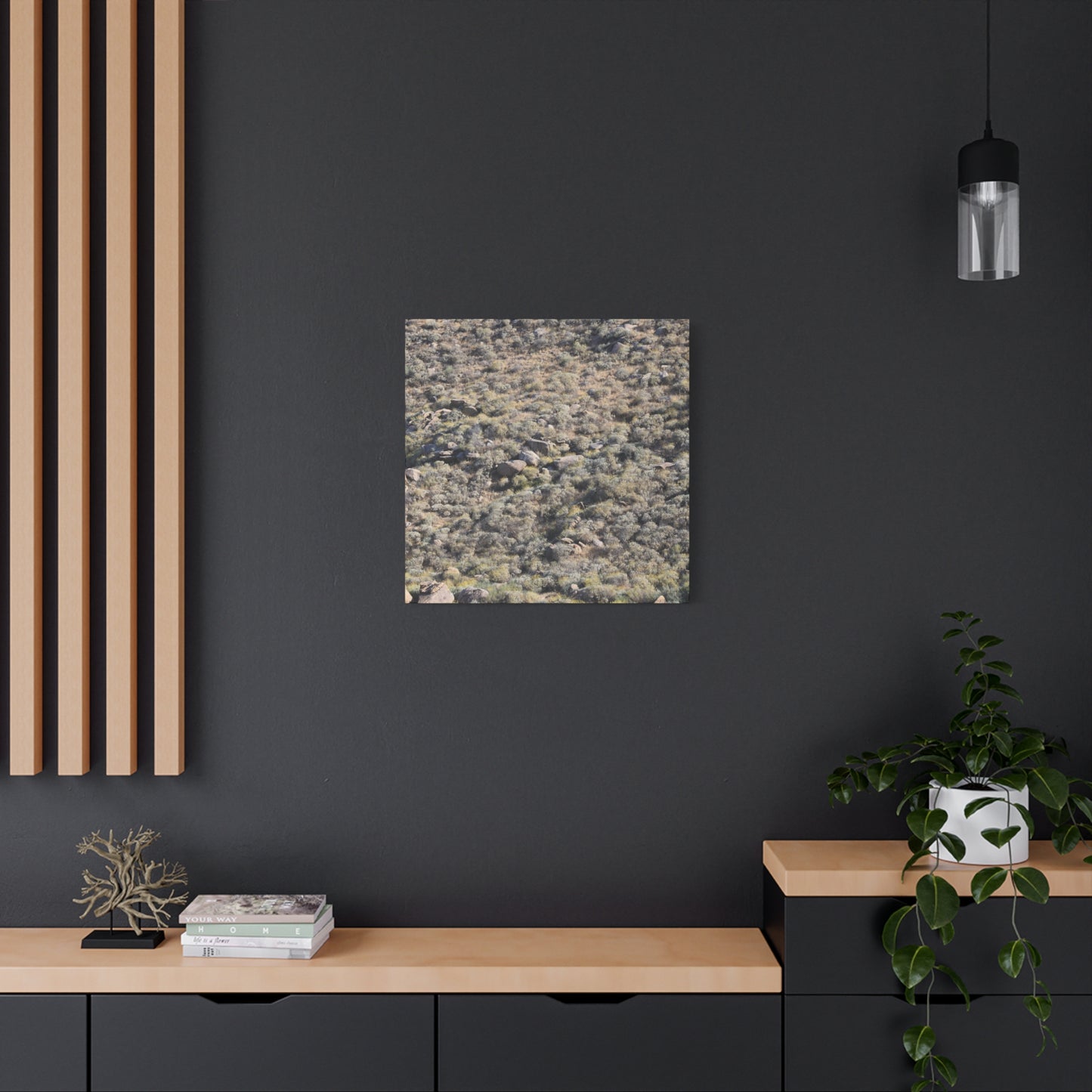 Desert Landscape with Scattered Rocks and Sage - Unique Frameless Canvas Wall Art - Art By Earth