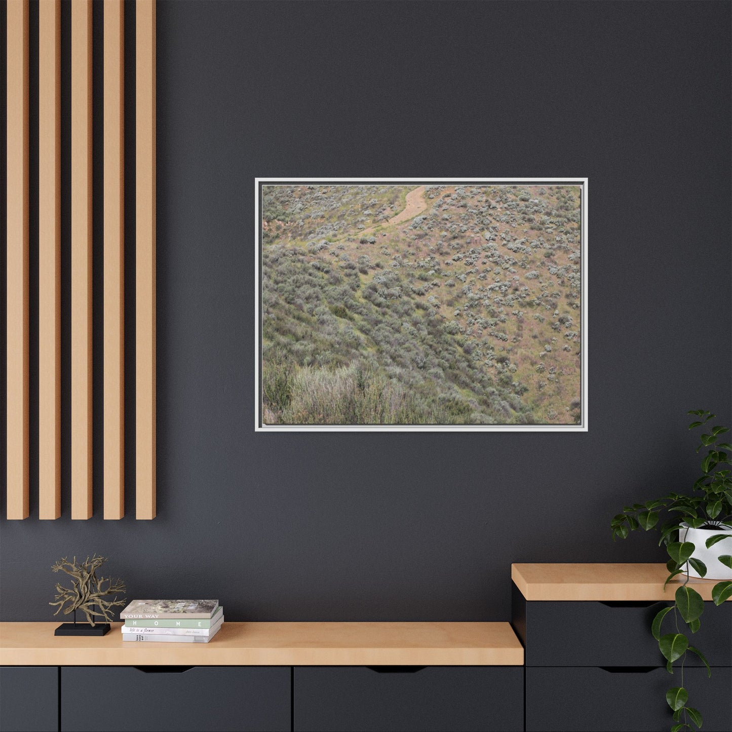 Arid Landscape with Winding Path - Unique Stretched Canvas Wall Art - Art By Earth