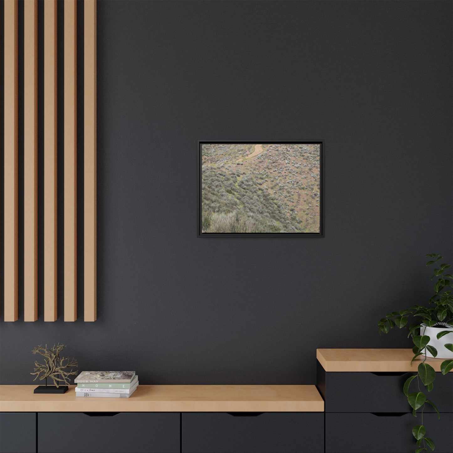 Arid Landscape with Winding Path - Unique Stretched Canvas Wall Art - Art By Earth