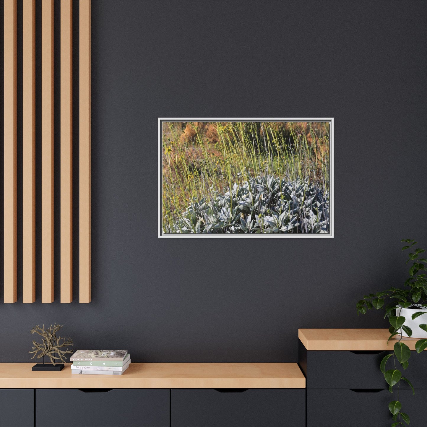 Arid Landscape with Yellow Flowers - Unique Stretched Canvas Wall Art - Art By Earth