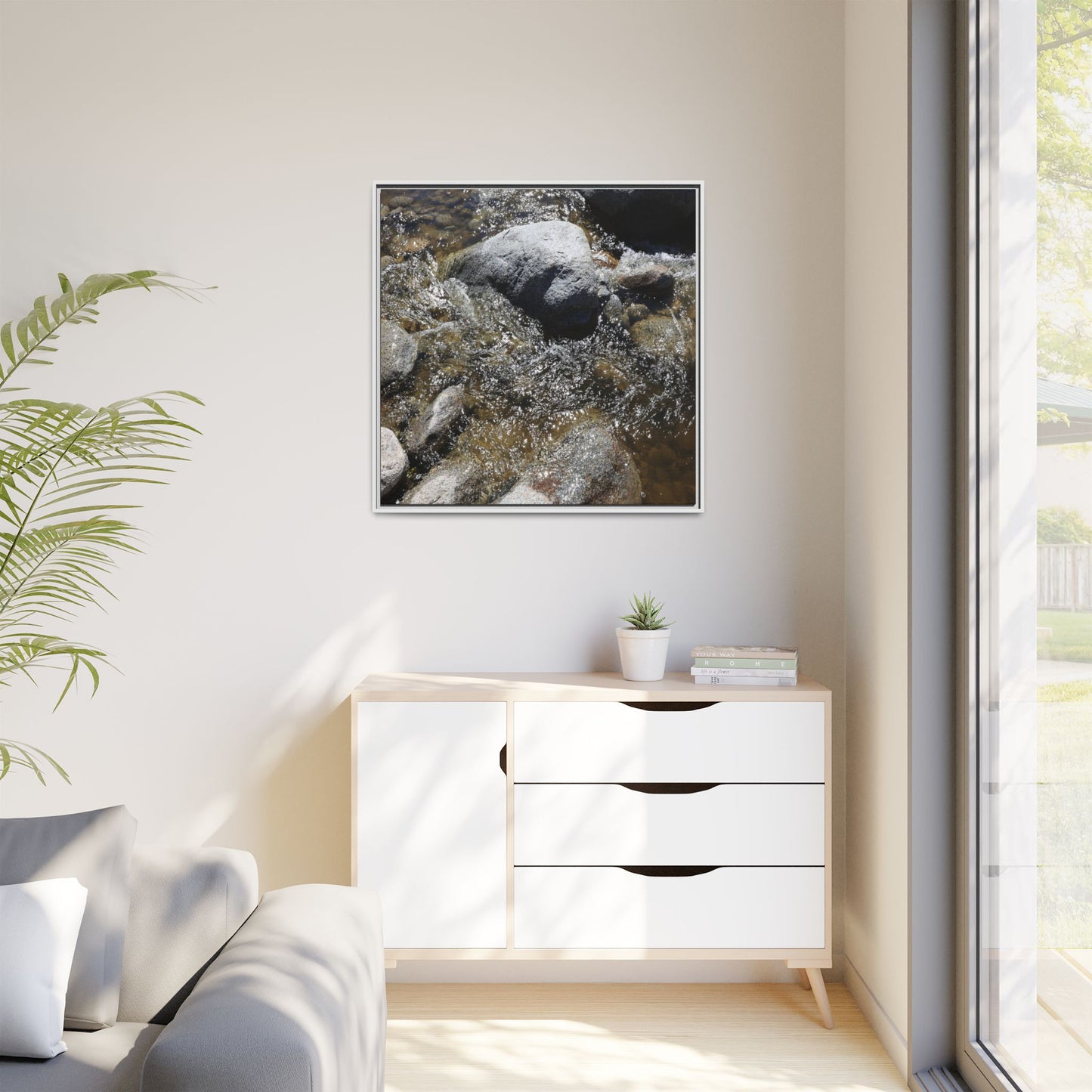 Water's Dance Over Stone - Unique Stretched Canvas Wall Art - Art By Earth