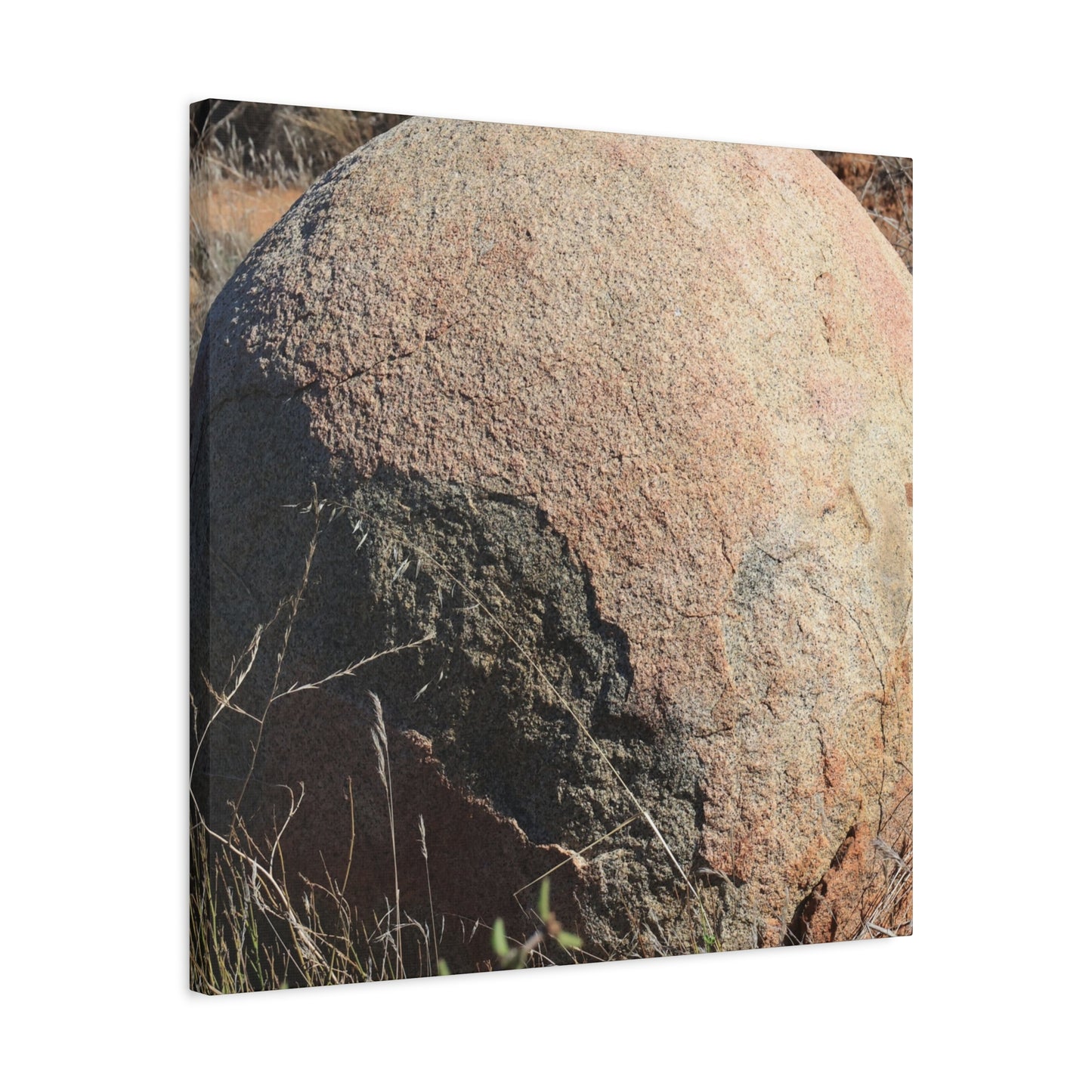 Stone Sphere in Arid Landscape - Unique Stretched Canvas Wall Art - Art By Earth