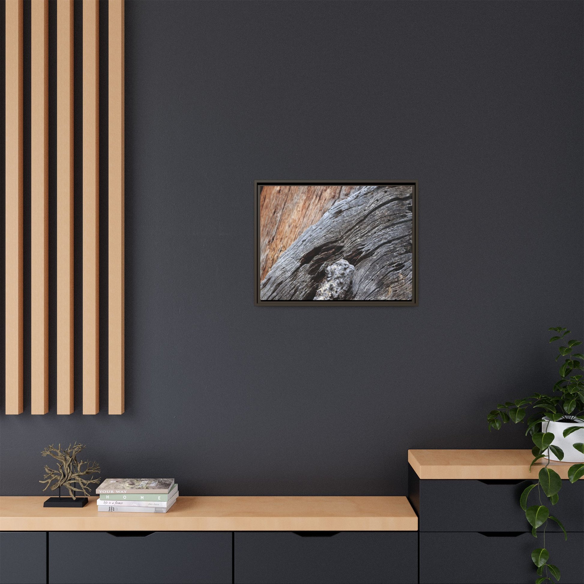 Time's Mark on Timber - Unique Stretched Canvas Wall Art - Art By Earth