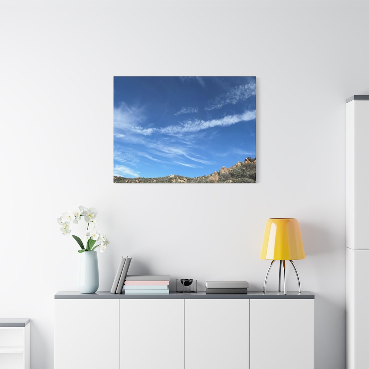 Desert Hills Under Blue Sky - Unique Frameless Canvas Wall Art - Art By Earth