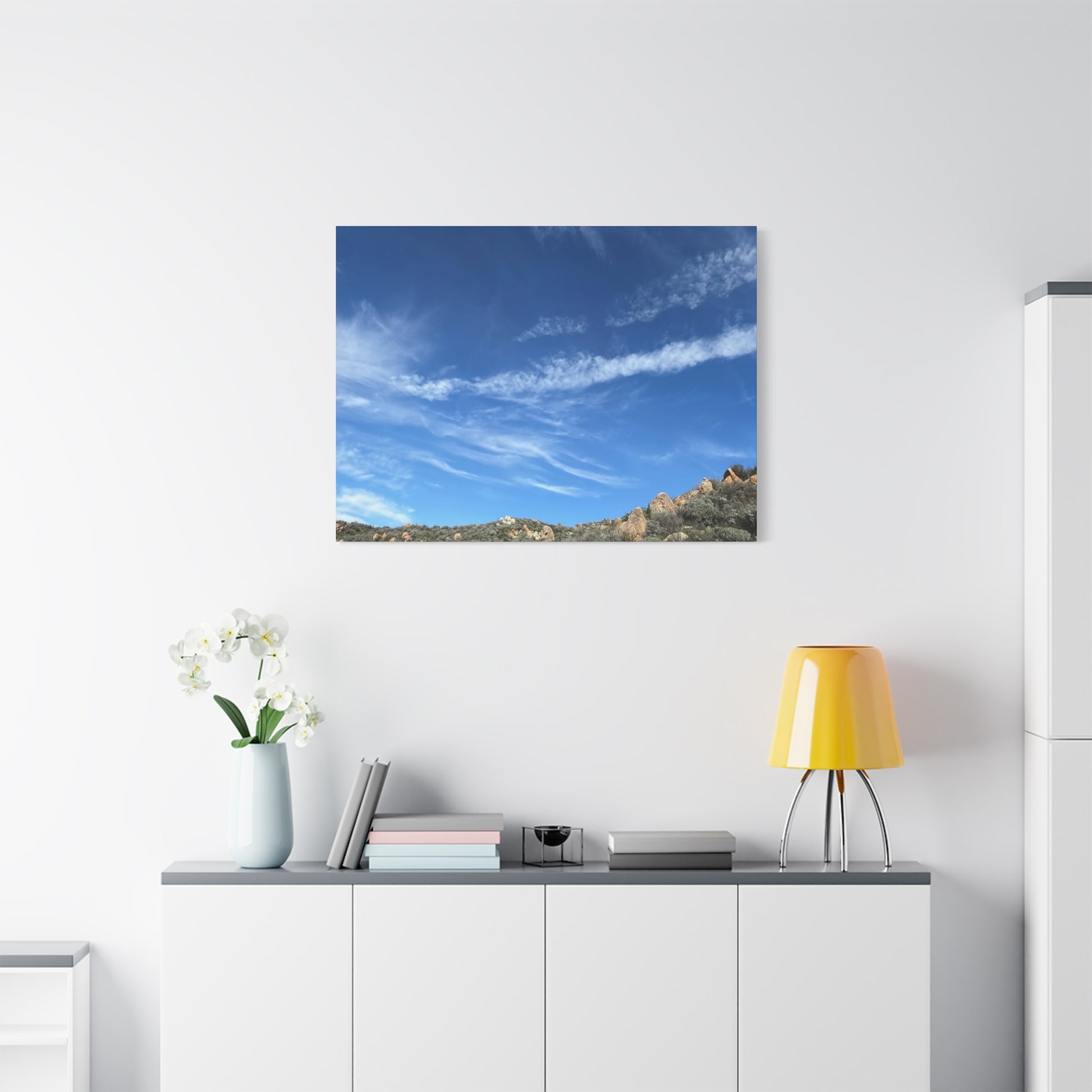 Desert Hills Under Blue Sky - Unique Frameless Canvas Wall Art - Art By Earth