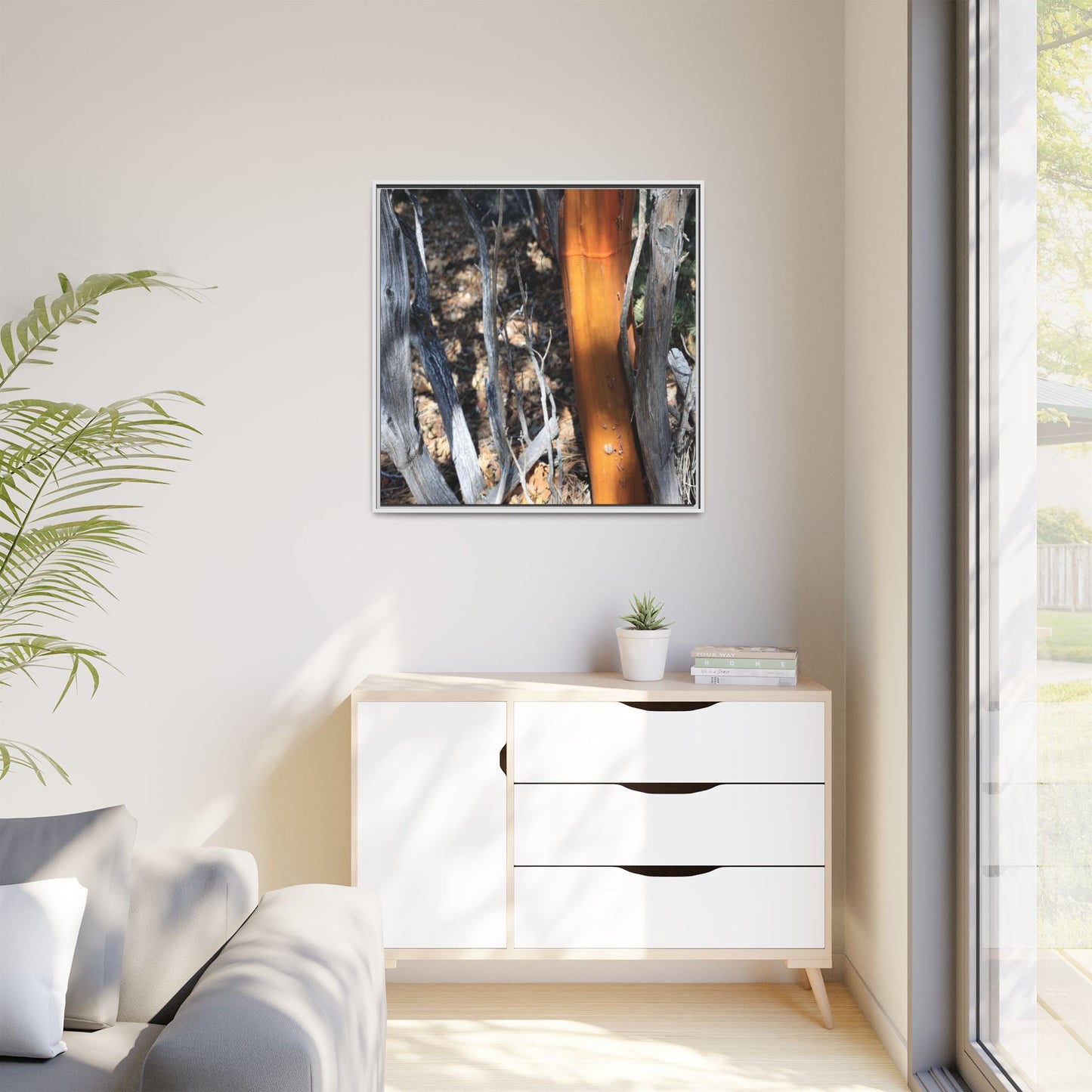 Burnt Trees and Golden Trunk - Unique Stretched Canvas Wall Art