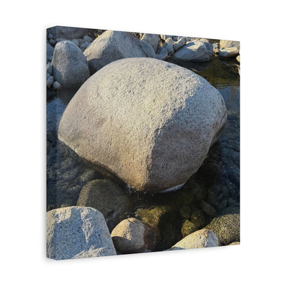 Boulder in Stream - Unique Frameless Canvas Wall Art - Art By Earth