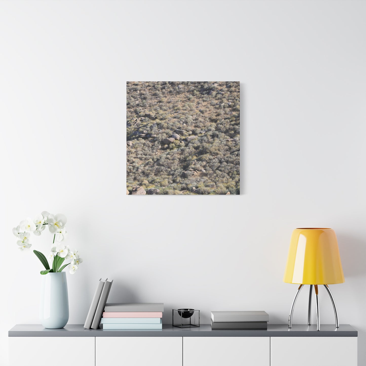 Desert Landscape with Scattered Rocks and Sage - Unique Frameless Canvas Wall Art - Art By Earth