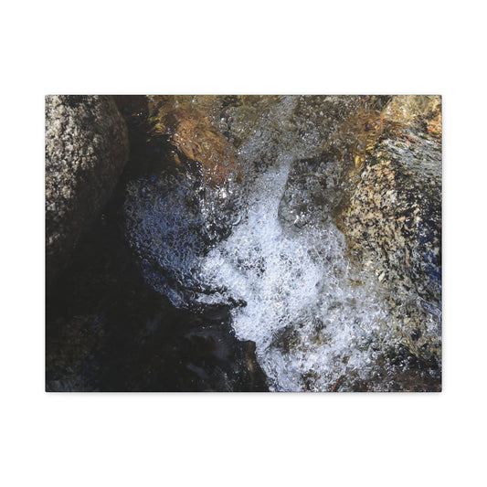 Water's Whisper Between Stone - Unique Frameless Canvas Wall Art - Art By Earth