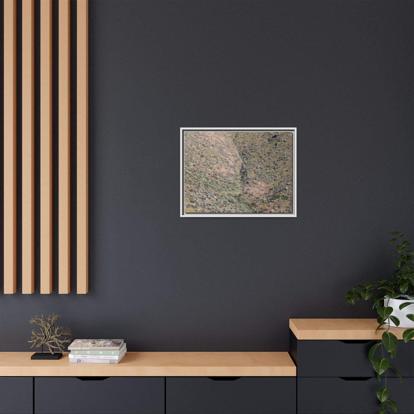 Mountain Slope with Desert Vegetation - Unique Stretched Canvas Wall Art - Art By Earth