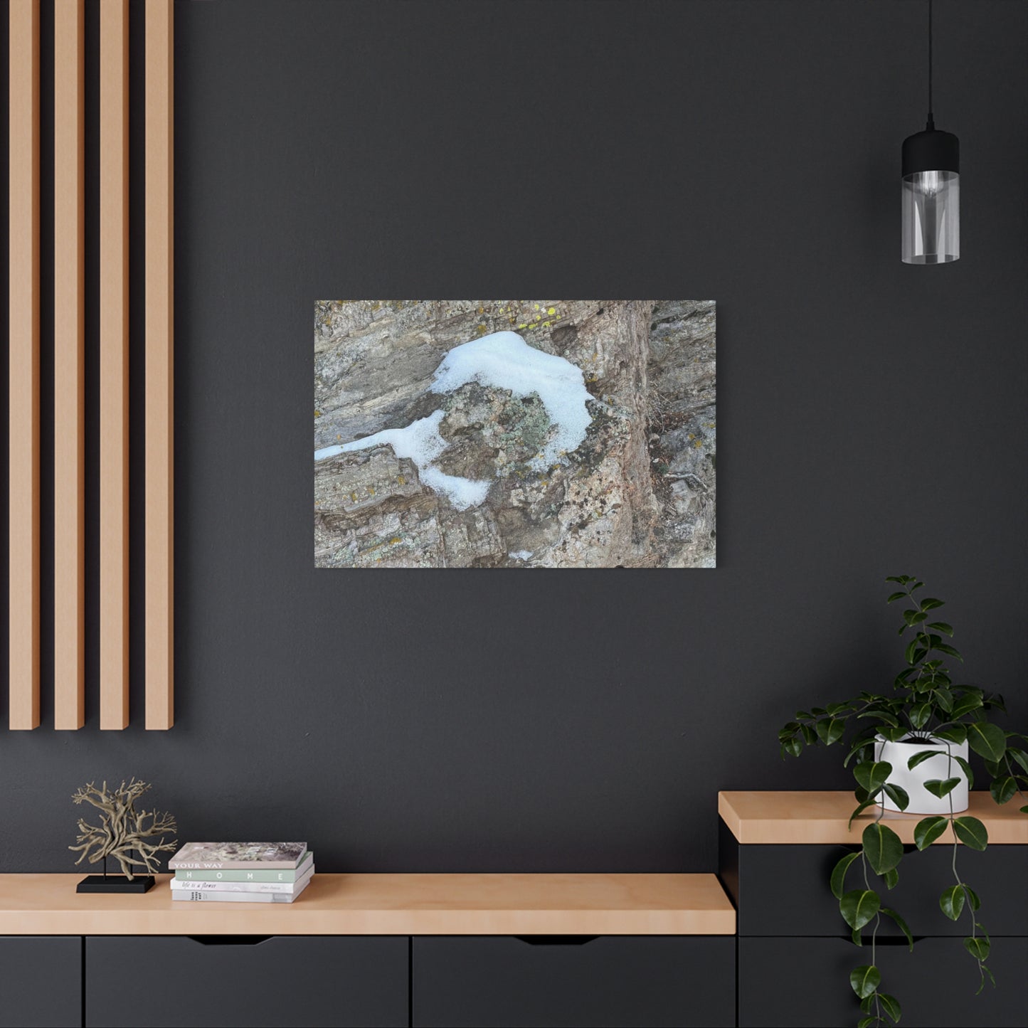 Snow on Stone - Unique Frameless Canvas Wall Art