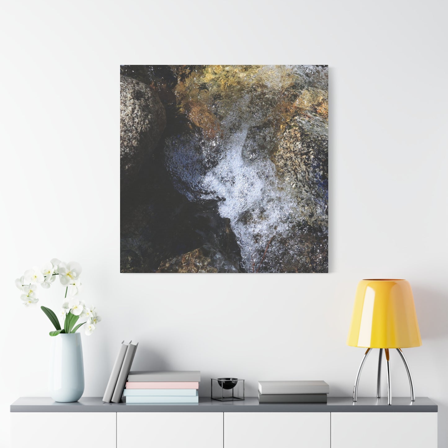Water's Whisper Between Stone - Unique Frameless Canvas Wall Art - Art By Earth