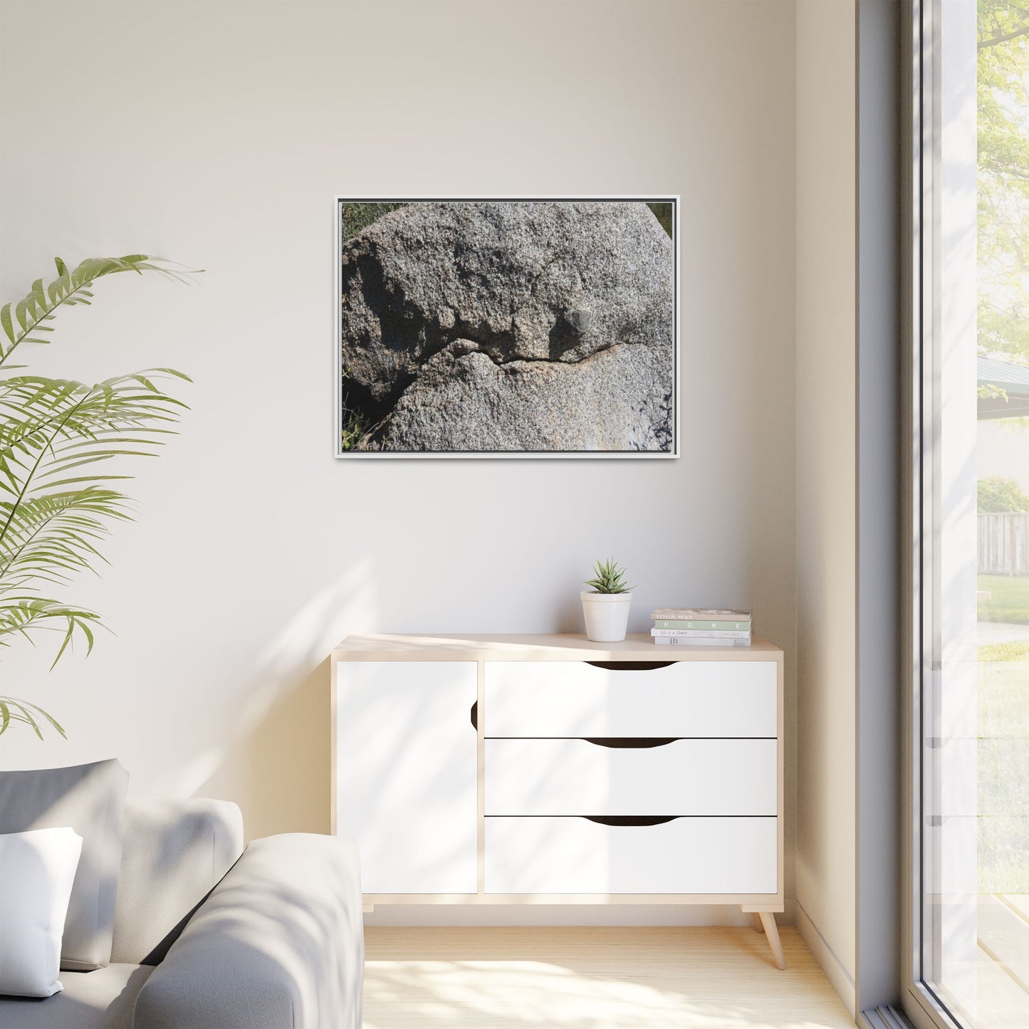 Stone Skull in Desert - Unique Stretched Canvas Wall Art