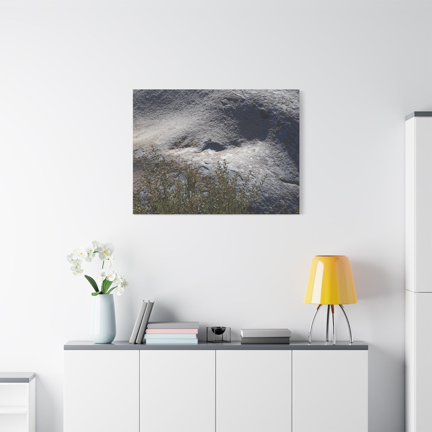 Stone Face in Nature - Unique Frameless Canvas Wall Art