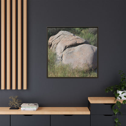 Stone Head Emerging from Earth - Unique Stretched Canvas Wall Art - Art By Earth