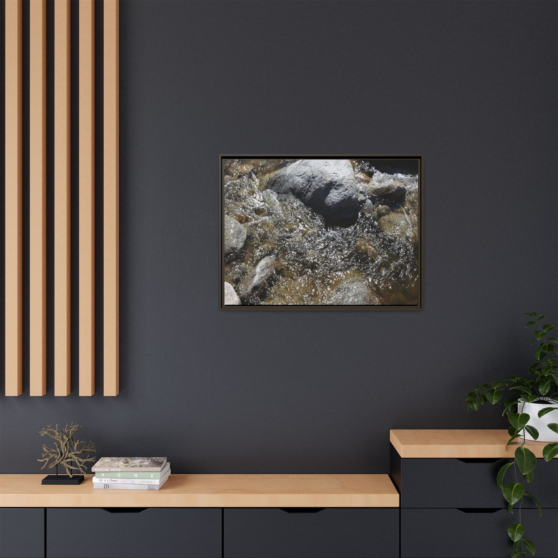 Water's Dance Over Stone - Unique Stretched Canvas Wall Art - Art By Earth