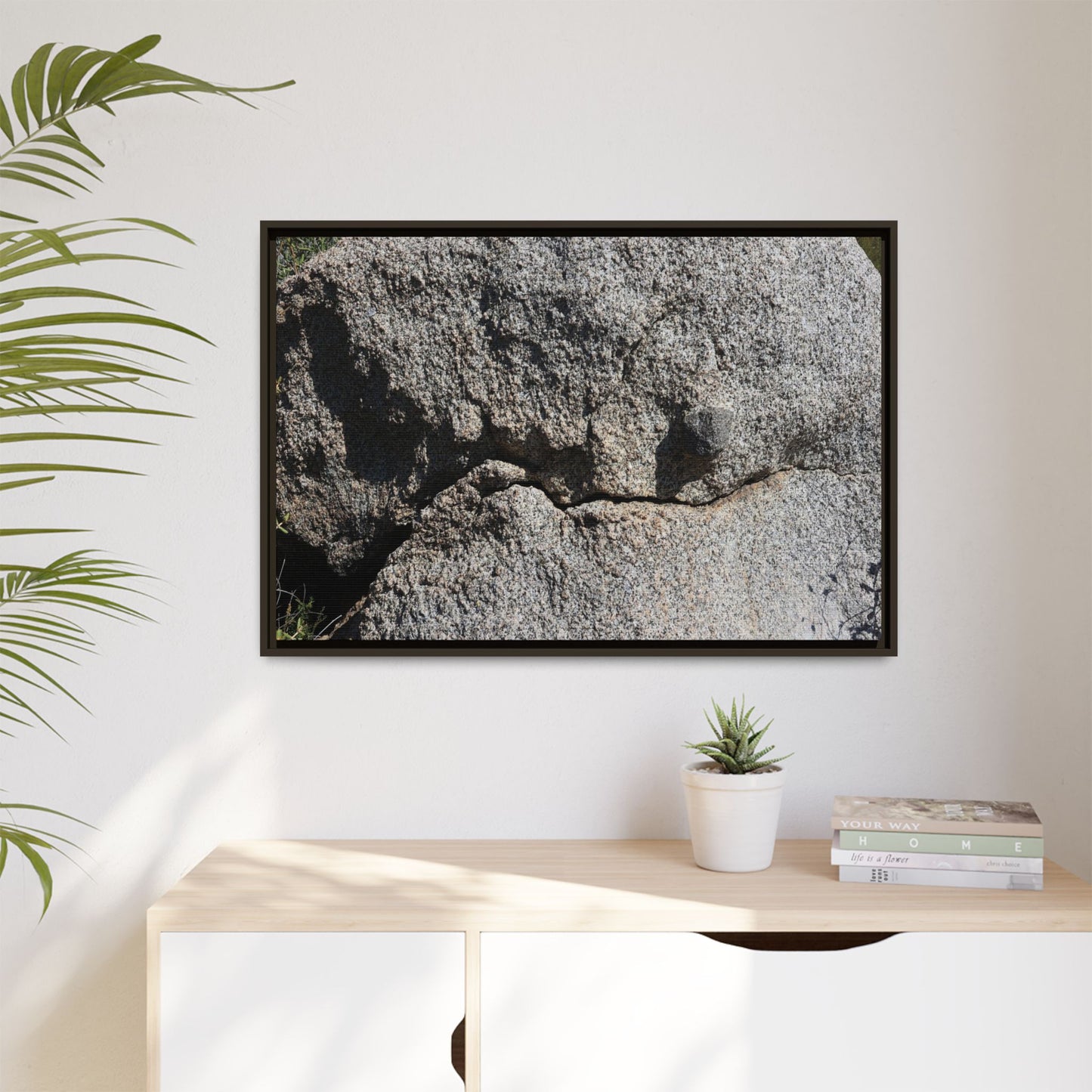 Stone Skull in Desert - Unique Stretched Canvas Wall Art