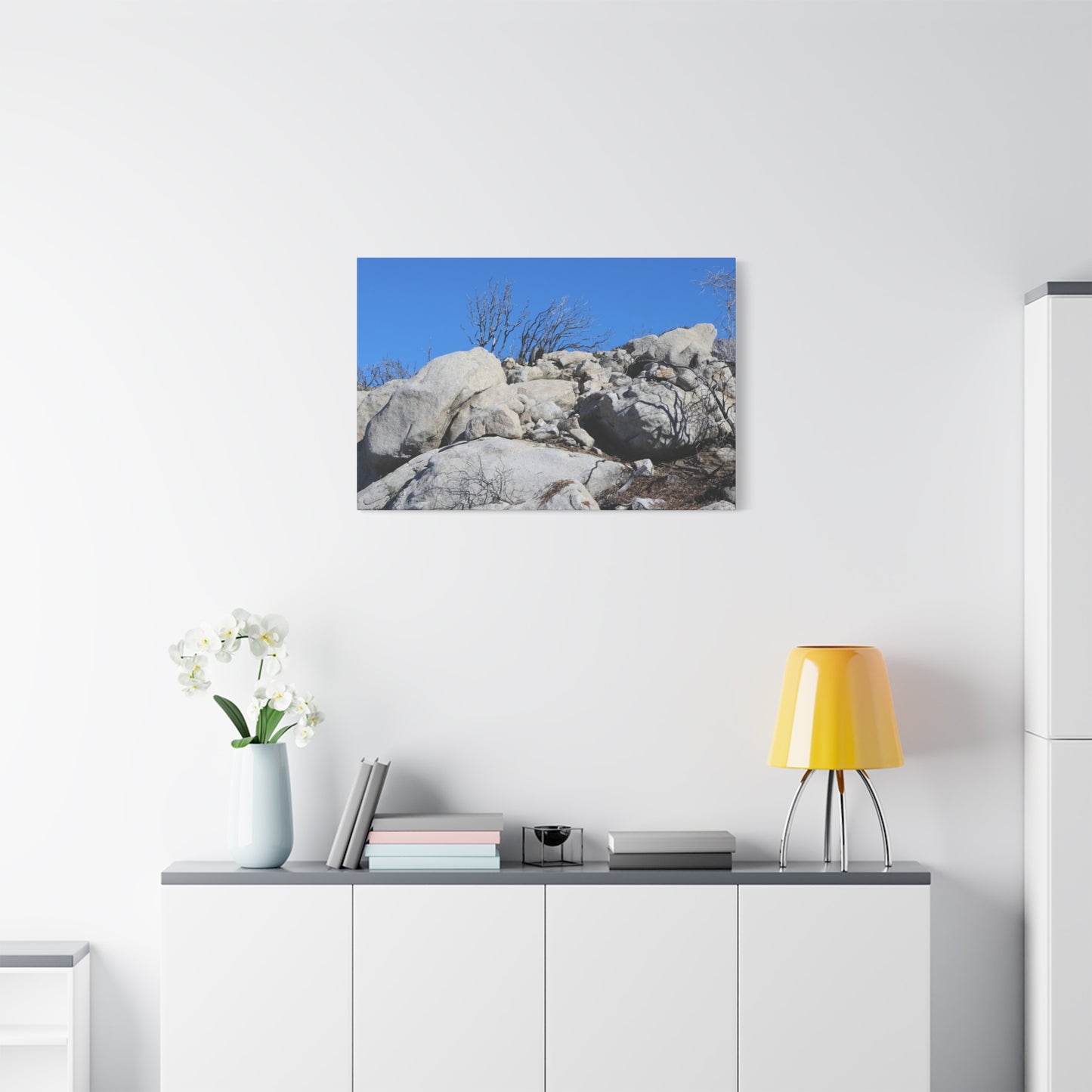 Desert Rocks Under Blue Sky - Unique Frameless Canvas Wall Art - Art By Earth