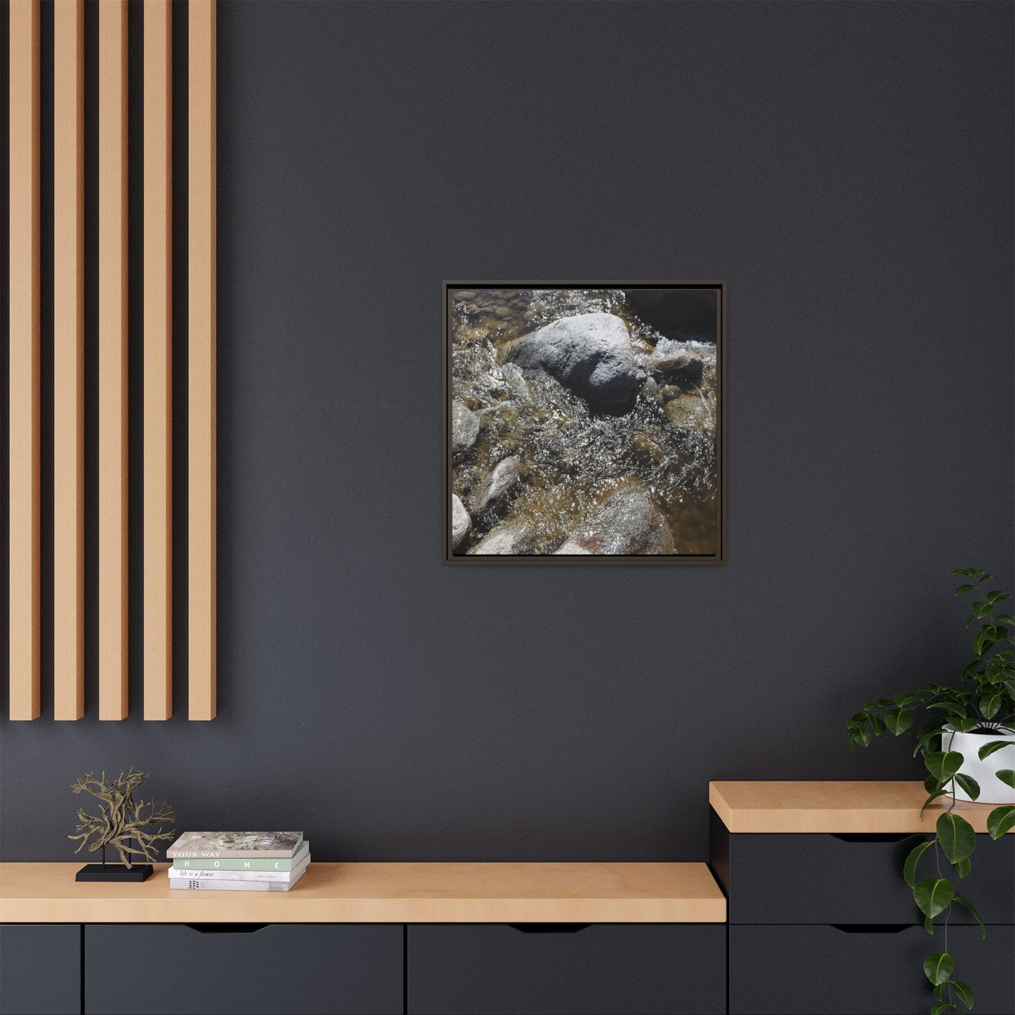 Water's Dance Over Stone - Unique Stretched Canvas Wall Art - Art By Earth