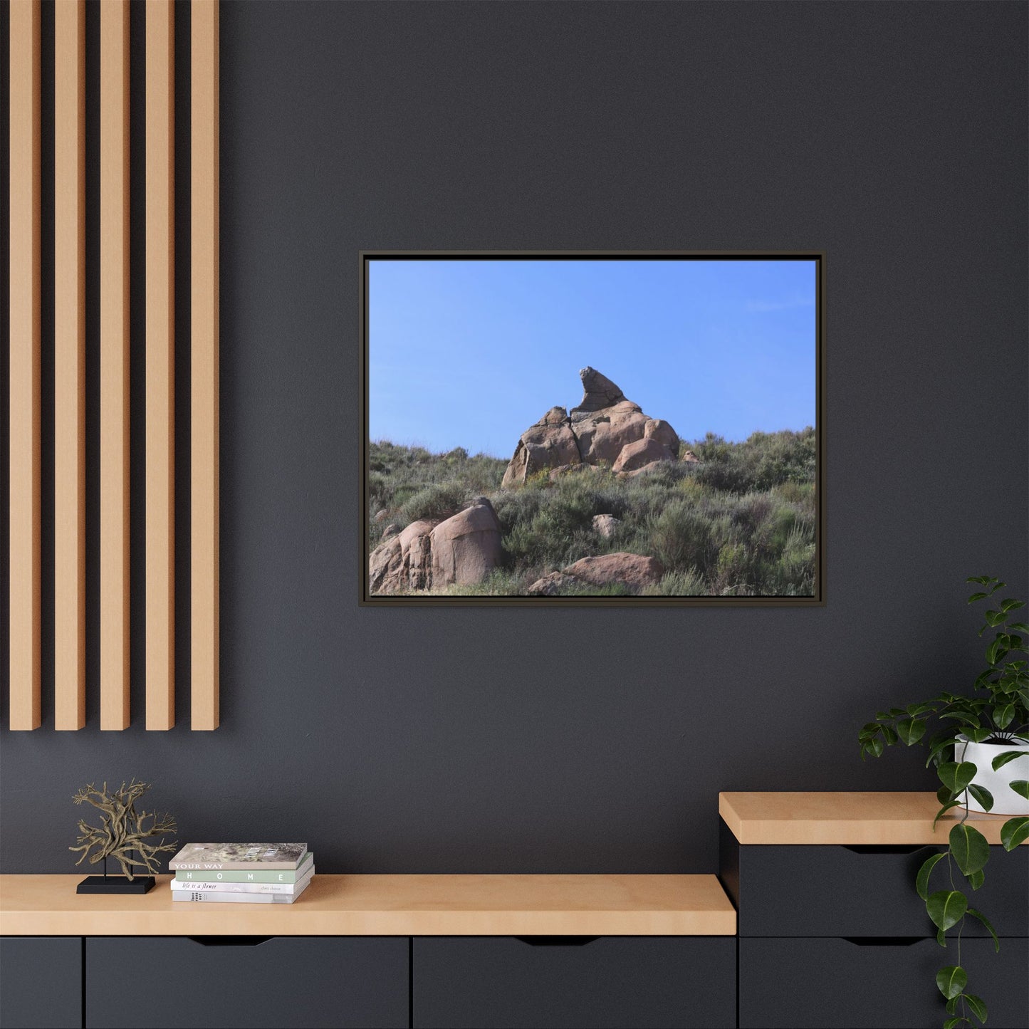 Sagebrush Landscape with Boulder Outcrop - Unique Stretched Canvas Wall Art - Art By Earth