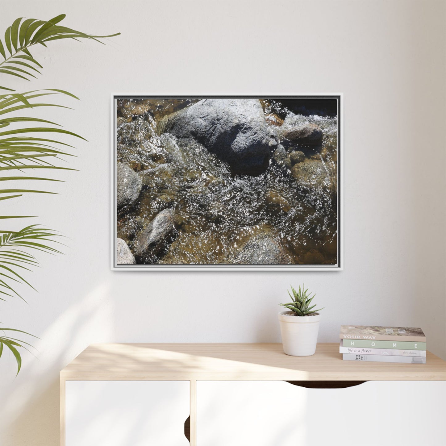 Water's Dance Over Stone - Unique Stretched Canvas Wall Art - Art By Earth