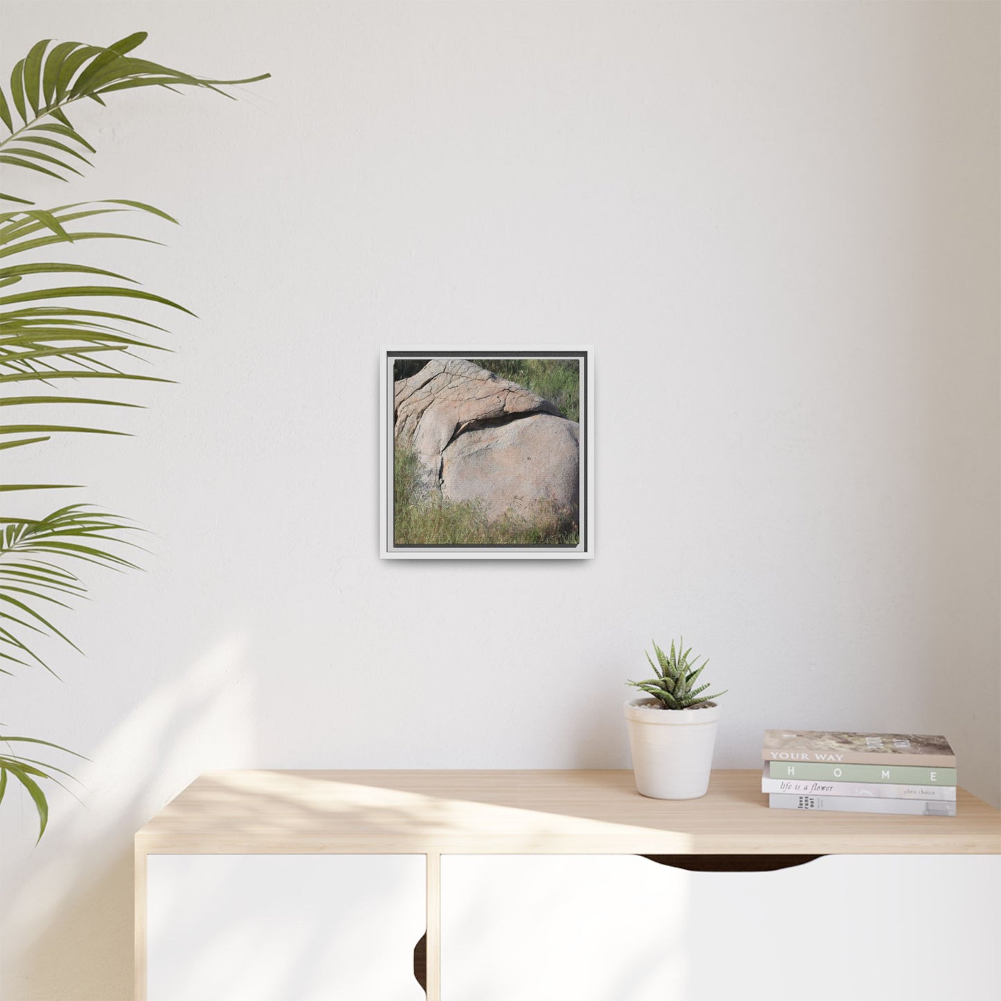 Stone Head Emerging from Earth - Unique Stretched Canvas Wall Art - Art By Earth