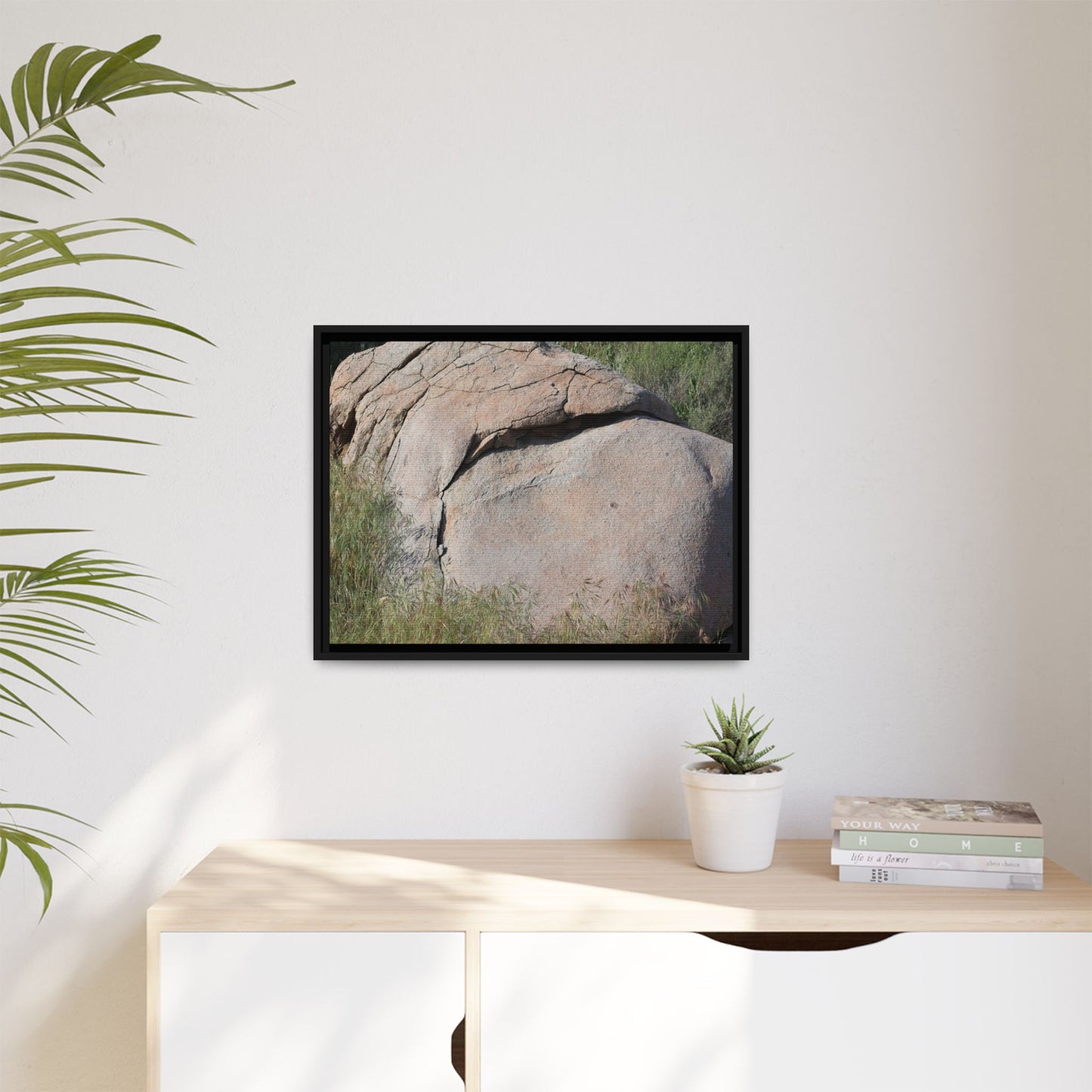 Stone Head Emerging from Earth - Unique Stretched Canvas Wall Art - Art By Earth